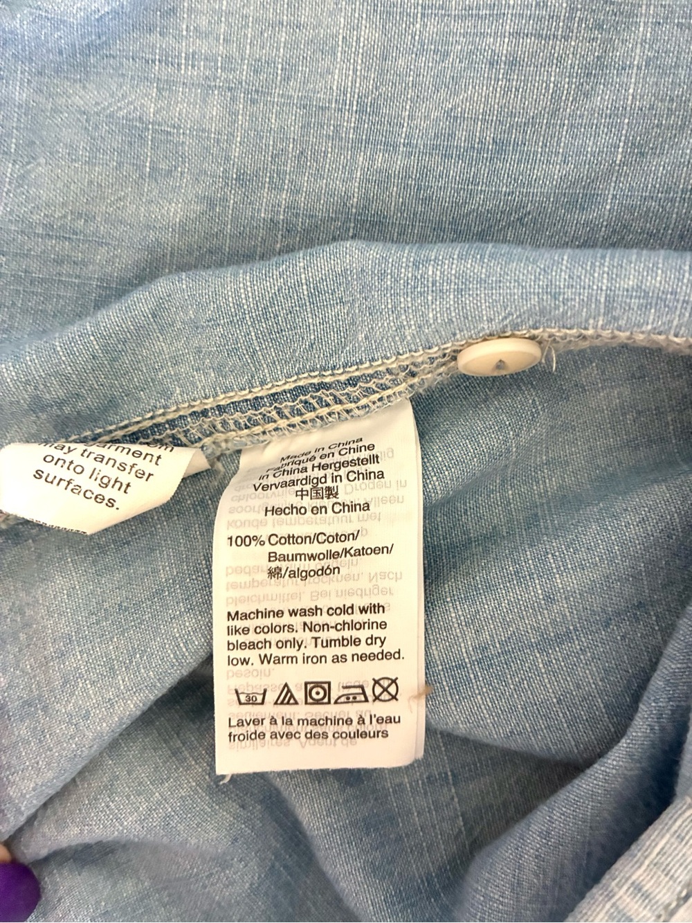 Madewell Chambray Button Up Shirt Lightweight Denim Top Size L - Picture 4 of 5